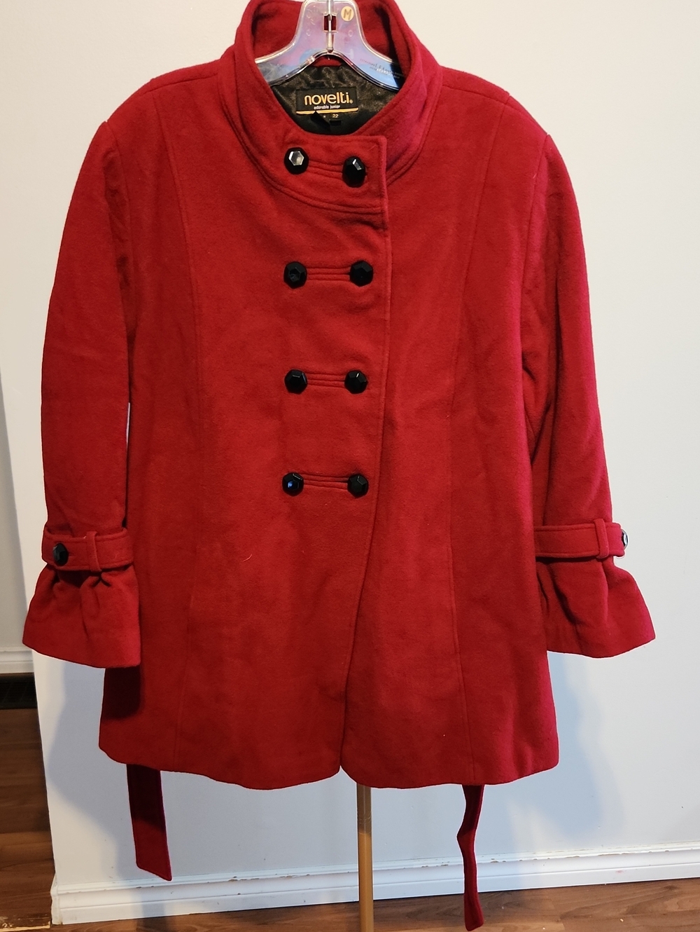 novelti Red Double-Breasted Wool Blend Peacoat